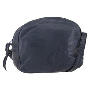 Authentic LOEWE Anagram Shoulder Bag Leather Navy